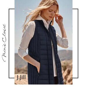 J.JIll Water Repellent Washable Down Puffer Long Vest - Black- L